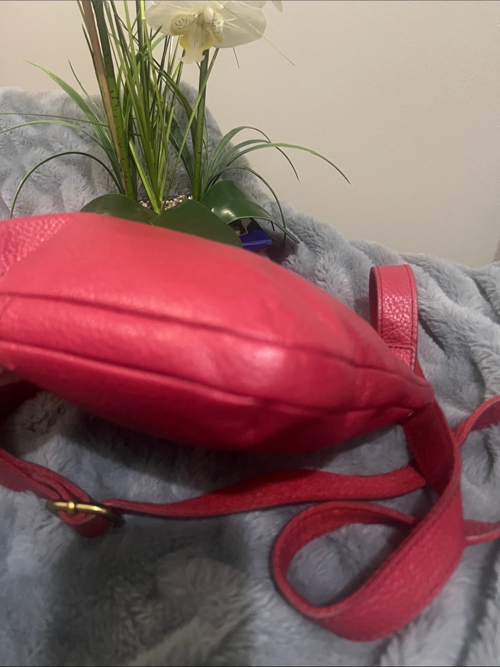 Fossil Red Pebbled Leather Crossbody Bag EUC RETAIL $179 - Picture 8 of 9